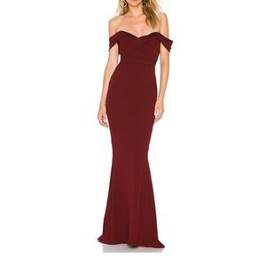 NWT Nookie Camille Off-the-Shoulder Bustier Gown Dress Wine